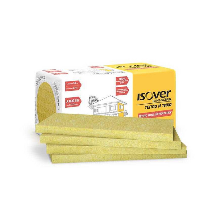 Утеплитель Изовер Тепло и Тихо Тепло под штукатурку 50х1000х600 в Курганинске